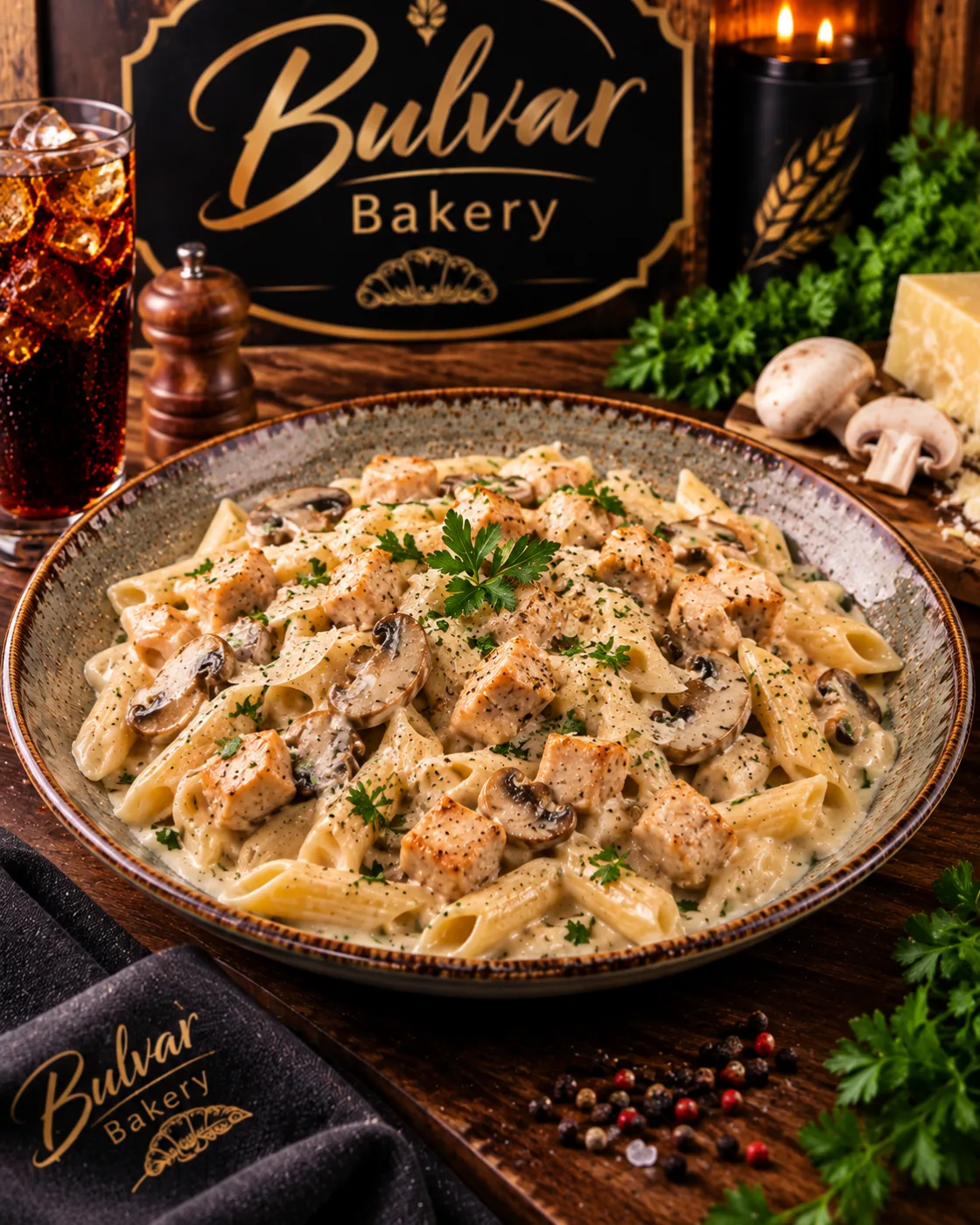 Kremalı Mantarlı Tavuklu Penne